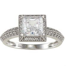 14k White Solid Gold 1 1/4ct TGW Princess-Cut Cubic Zirconia Halo Engagment Ring