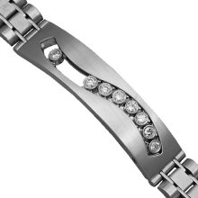 14K White Solid Gold Mens Diamond Bracelet 1.00 Ctw