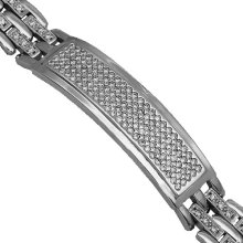 14K White Solid Gold Mens Diamond Bracelet 4.79 Ctw