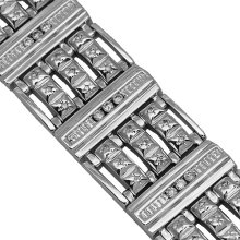 14K White Solid Gold Mens Diamond Bracelet 1.75 Ctw