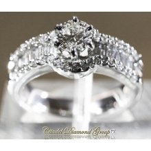 14kt. White Gold Round & Baguette Diamond Engagement Ring