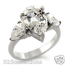 14x9 Mm 4.41 Ct. 925 Sterling Silver April Birthstone Lady Ring Jewelry Size 8