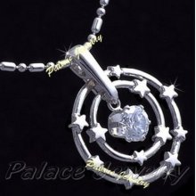 18k White Gold Gp Pendant Necklace Chain Use Swarovski Crystals N939