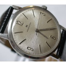 1960' Hamilton Men's Silver Swiss 17Jwl Sunburst Dial Watch w/ New Lizard Strap