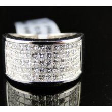 2.5 Ct Ladies Womens 14k White Gold Princess Cut Diamond Wedding Pinky Band Ring