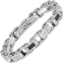 2.5 CTW Diamonds Stainless Steel Men's Bracelet - Black - Stainless Steel