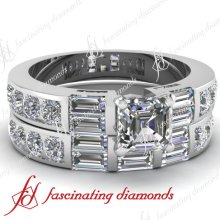 2.65 Ct Asscher Ideal Cut Diamond Enticing & Superior Wedding Rings Channel Set