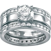 2.94 Ct. T.W. Cubic Zirconia Wedding Ring Set in Platinum Over Silver White