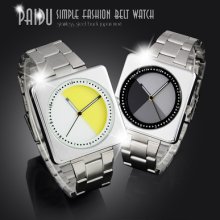 2 Choice Grey/yellow Dial Elegant Quartz Men Women Wristwatch Luxury Free Pp