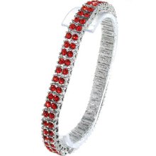 2 Row Iced Out Silver With Red Cz Hip Hop Bling Bracelet - Best Deal