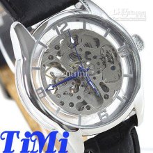 2012 Hotsale Mens Fashion Transparent Silver Design Automatic Wrist