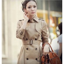 2012 Korean Womens Double-breasted Trench Coat/jacket 3 Colour Eu Siz:s-xxl