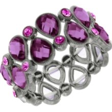 2028 Bracelet, Silver-Tone Amethyst-Colored Glass Bead Stretch Bracele