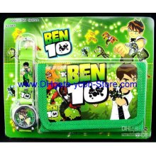 20pcs /lot Ems Ship Ben 10 Watch With Wallet Sale Child Cartoons Wat