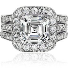 3.5 Ct. Asscher Inspired 14K Wedding Set - Two CZ Bands