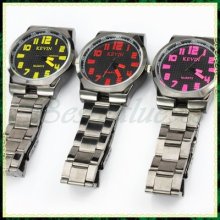 3 Colors Kevin 2238 Women's Men's Full Black Steel Band Wrist Watch Quartz