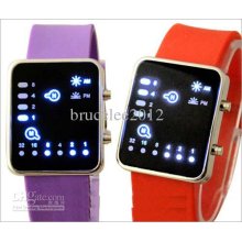 30pcs Luxury Women Watches Lady Rubber Silicone Binary Led Sport Dig