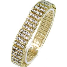 4 Row Iced Out Gold With Clear Cz Hip Hop Bling Bracelet - Best Deal