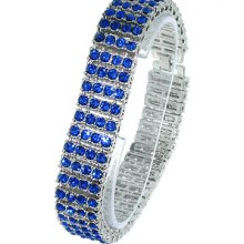 4 Row Iced Out Silver With Blue Cz Hip Hop Bling Bracelet - Best Deal