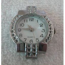 5 Silver Quartz Beading Watch Face Square Round W8460