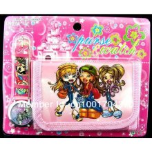 50pcs/lot By Ems Shipping Bratz Girl Cartoon Wallet Watches Children