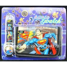 50pcs/lot By Ems Shipping Superman Cartoon Wallet Watches Children S