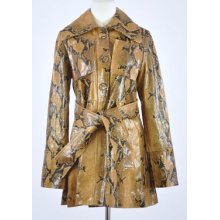 $5k Viktor & Rolf S44am0043 Snake Skin Print Leather Coat Jacket Us 4 Eu 40