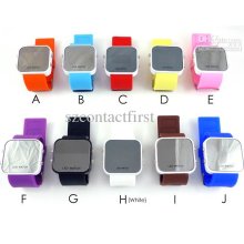 5pcs Unisex Led Mirror Watch Colorful Jelly Candy Color Quartz Watch