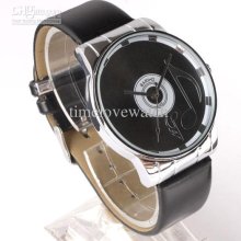 6pcs Pack Fashion Bariho Musical Tone Lady Quartz Black Leather Watc