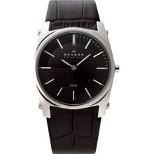 859lslb Mens Skagen Casual Leather Band Ss Slim Watch