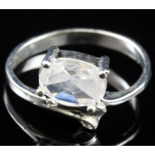 925 Sterling Silver White Topaz Cz Ring Sr254 Size 6