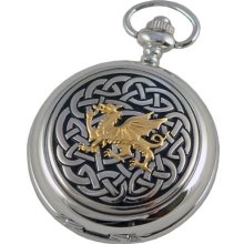 A E Williams Men's Celtic Knot Welsh Dragon Quartz Pocket Watch 4963