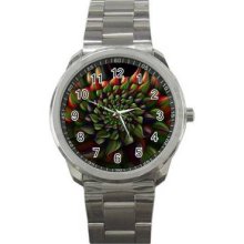 Abstract Graphics Unisex Silver-Tone Sports Metal Watch 23