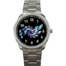 Abstract Graphics Unisex Silver-Tone Sports Metal Watch 31