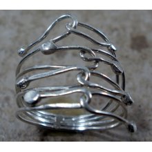 Abstract Interlocking Strands Sterling Silver Ring