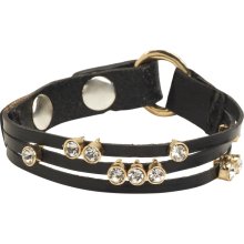 Aeropostale Faux Leather Bling Snap Bracelet Black Onesz