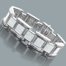 Affordable Hip Hop Jewelry: Silver Mens Diamond Bracelet 2.8ct