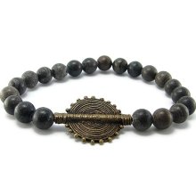 Agate Brass & Ashante Bead Bracelet- Power Wealth