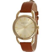 Ak Anne Klein Women's Ak-1206chhy Brown Leather Gold Tone Watch