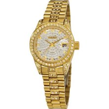 Akribos Xxiv Women's Ak487yg Diamond Quartz Bracelet Gold Watch $695