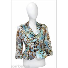 Alberto Makali Hand Dyed Silk Blazer/jacket In Aqua Ret. $412