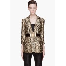 Alexander Mcqueen Gold And Black Honeycomb Runway Blazer