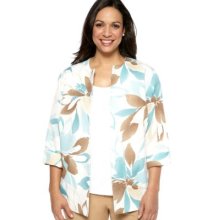 Alfred Dunner Seafoam Plus Size Notting Hill Floral Print Jacket