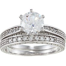 Alyssa Jewels 14k White Gold 1 1/2ct TGW Clear Cubic Zirconia Bridal-style Ring Set