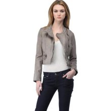 Andrew Marc Ladies Stone Gisselle Lamb Skin Motorcycle Jacket