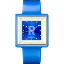 Appetime Unisex Square Plastic Watch - Blue Rubber Strap - Blue Dial