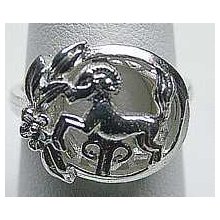 Aries The Ram Zodiac Astrology Sign Jewelry Ring Silver