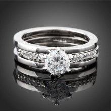 Arinna Radiant 18k White Gold Gp 1 Carat Zircon Stone Pack Wedding Ring