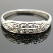 Art Deco - Mid Century Platinum Wedding or Anniversary Band with Pave Diamonds RGDIA767N