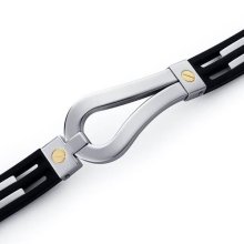 Art Deco Stainless Steel Black Rubber Mens Golf Bracelet ...